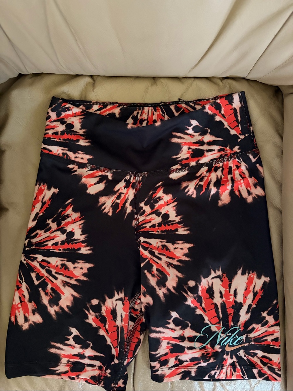 Nike Black & Red Tie-Dye womens Bike Shorts
